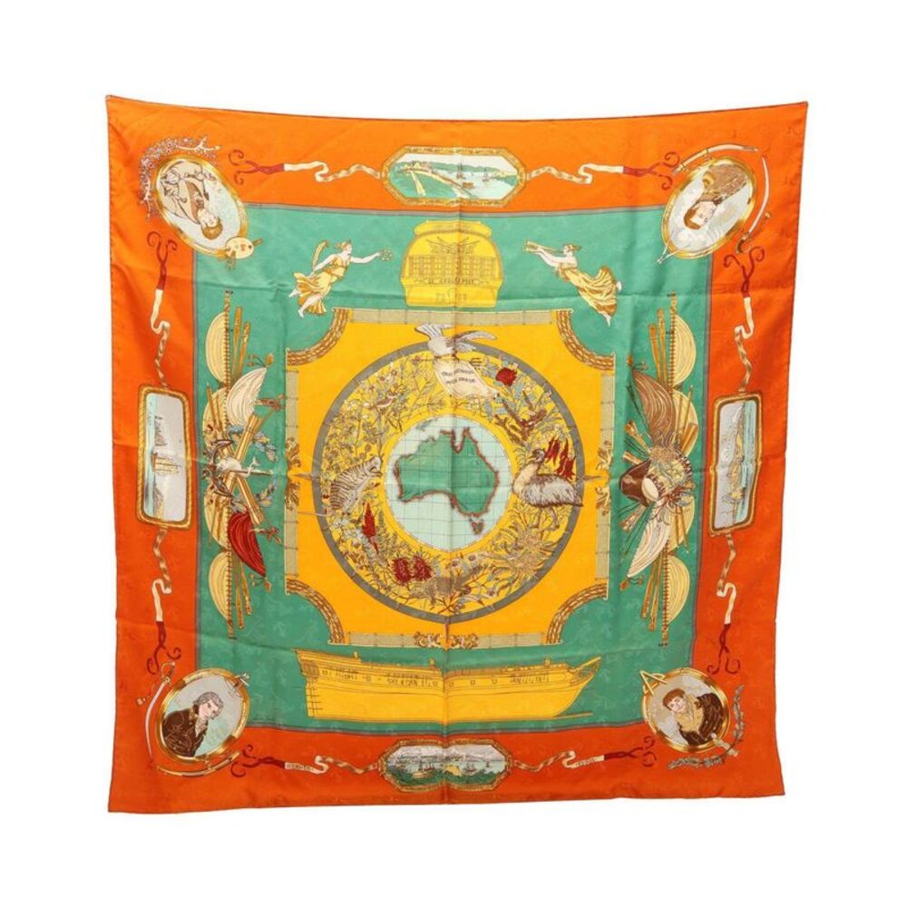 Hermes Carre90 LE GEOGRAPHE Silk Scarf